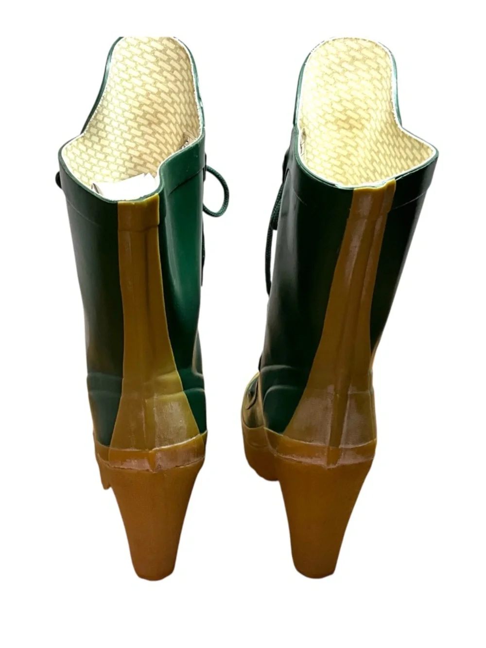 HUNTER ‘Gabby’ Heeled Platform Rain Boots Lace Up in Hunter Green US Sz 8 - Picture 6 of 12